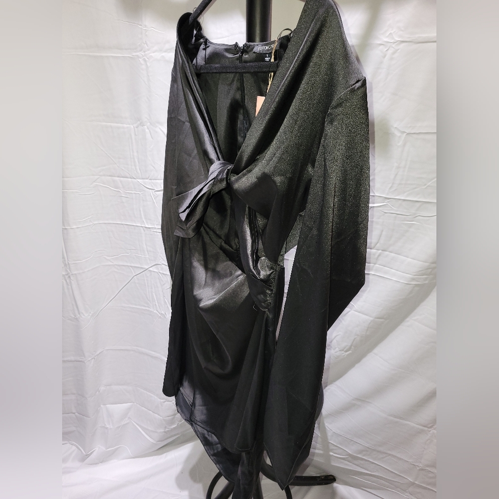 Cotton Candy Elegant Classy Black Satin Dress Party